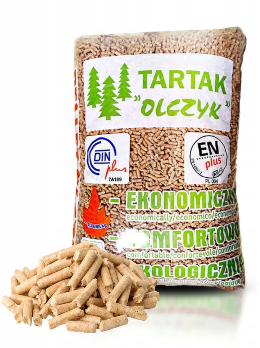 Pellet Olczyk, pallet da 65 sacchi, 975 kg di combustibile legnoso