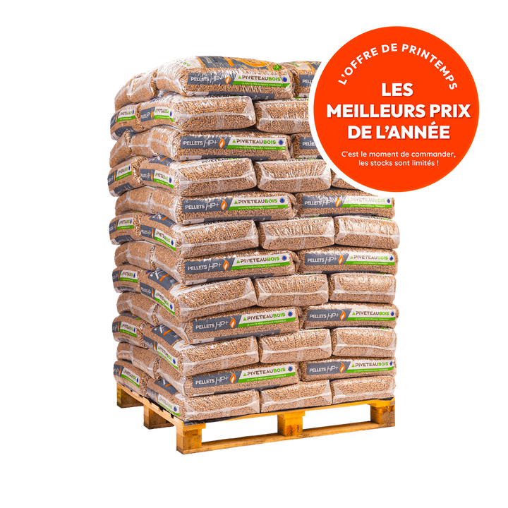 Pellet di legno HP+ – Piveteau – pallet da sacchi da 15 kg