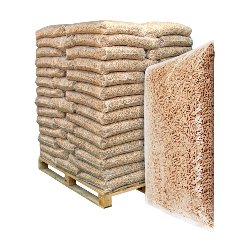 Pallet di pellet di legno ecologici (65 sacchi da 15 kg ciascuno)