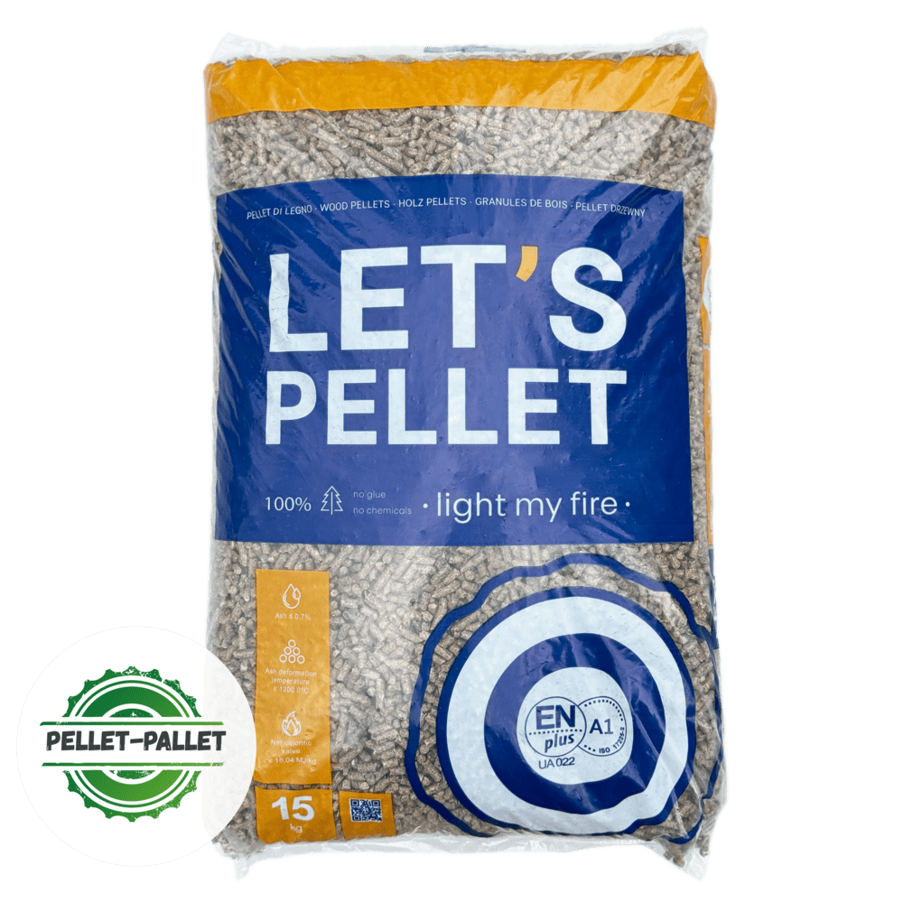 Let’s Pellet , 990 kg ( 66 sacchi da 15 kg ciascuno ) certificat ENplus A1, UA022 e FSC 100%