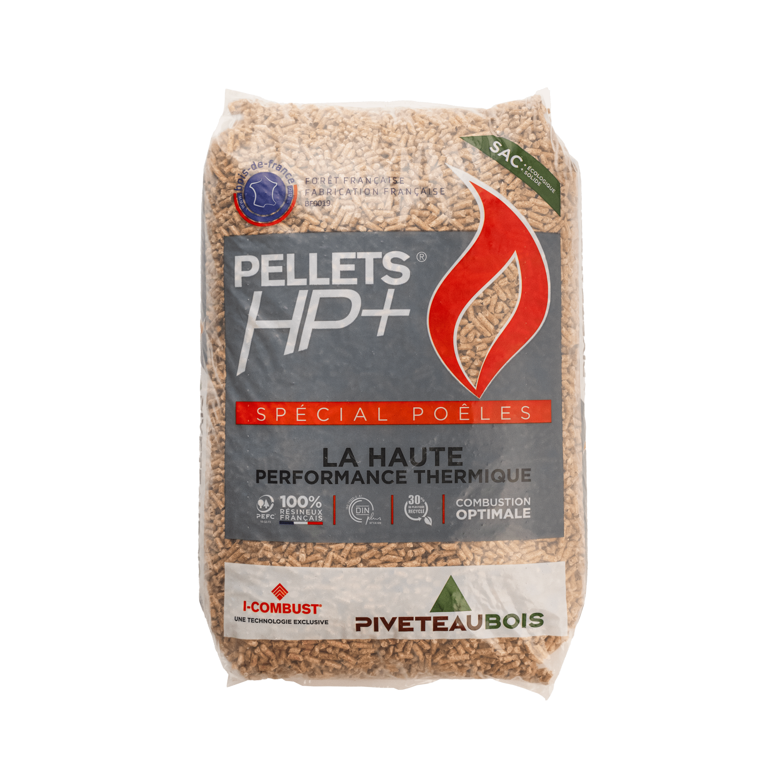 Pellet di legno HP+ – Piveteau – pallet da sacchi da 15 kg